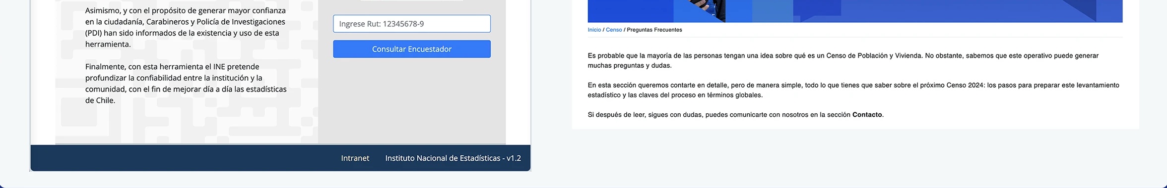 Verificador de encuestadores sin navegación de retorno