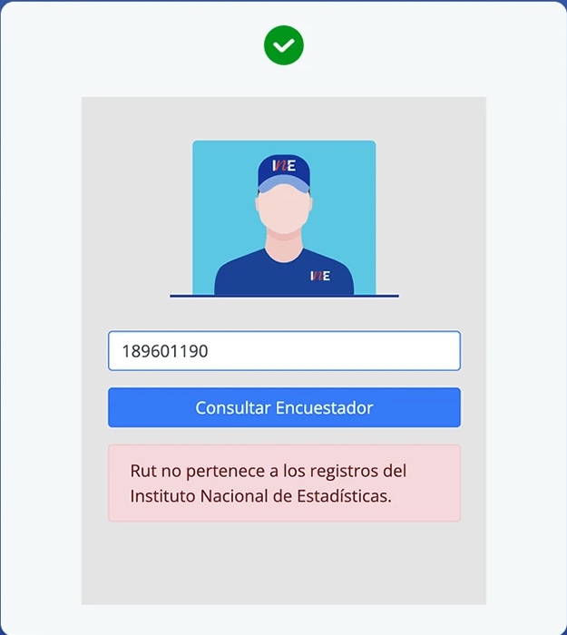 Mensaje de error del Verificador de encuestadores